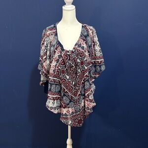 Westport Red and Blue Patterned Women's Blouse